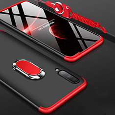 Funda Dura Plastico Rigida Carcasa Mate Frontal y Trasera 360 Grados con Anillo de dedo Soporte para Samsung Galaxy A70S Rojo y Negro