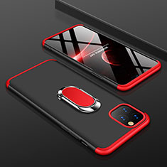 Funda Dura Plastico Rigida Carcasa Mate Frontal y Trasera 360 Grados con Anillo de dedo Soporte R01 para Apple iPhone 11 Pro Rojo y Negro