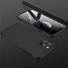 Funda Dura Plastico Rigida Carcasa Mate Frontal y Trasera 360 Grados M01 para Apple iPhone 12 Pro Max Negro
