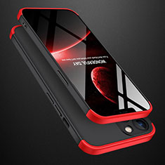 Funda Dura Plastico Rigida Carcasa Mate Frontal y Trasera 360 Grados M01 para Apple iPhone 13 Pro Max Rojo y Negro