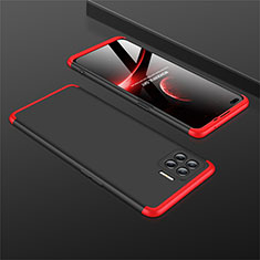 Funda Dura Plastico Rigida Carcasa Mate Frontal y Trasera 360 Grados M01 para Oppo Reno4 F Rojo y Negro