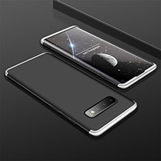 Funda Dura Plastico Rigida Carcasa Mate Frontal y Trasera 360 Grados M01 para Samsung Galaxy S10 Plata y Negro