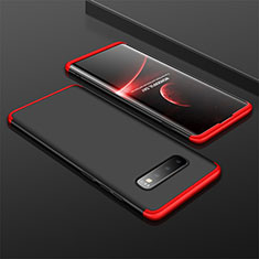 Funda Dura Plastico Rigida Carcasa Mate Frontal y Trasera 360 Grados M01 para Samsung Galaxy S10 Plus Rojo y Negro