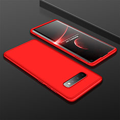 Funda Dura Plastico Rigida Carcasa Mate Frontal y Trasera 360 Grados M01 para Samsung Galaxy S10 Rojo