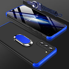 Funda Dura Plastico Rigida Carcasa Mate Frontal y Trasera 360 Grados M01 para Samsung Galaxy S22 5G Azul y Negro