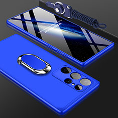 Funda Dura Plastico Rigida Carcasa Mate Frontal y Trasera 360 Grados M01 para Samsung Galaxy S22 Ultra 5G Azul