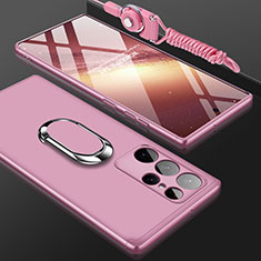 Funda Dura Plastico Rigida Carcasa Mate Frontal y Trasera 360 Grados M01 para Samsung Galaxy S23 Ultra 5G Oro Rosa