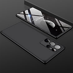 Funda Dura Plastico Rigida Carcasa Mate Frontal y Trasera 360 Grados M02 para Samsung Galaxy S22 Ultra 5G Negro