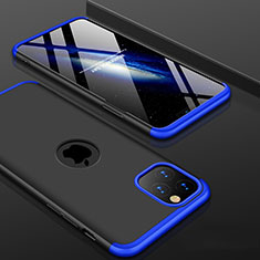 Funda Dura Plastico Rigida Carcasa Mate Frontal y Trasera 360 Grados P01 para Apple iPhone 11 Pro Max Azul y Negro