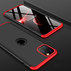 Funda Dura Plastico Rigida Carcasa Mate Frontal y Trasera 360 Grados P01 para Apple iPhone 11 Pro Max Rojo y Negro