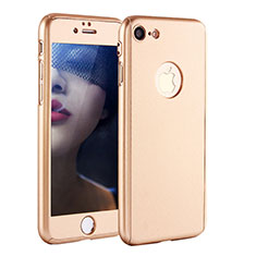 Funda Dura Plastico Rigida Carcasa Mate Frontal y Trasera 360 Grados P01 para Apple iPhone 7 Oro