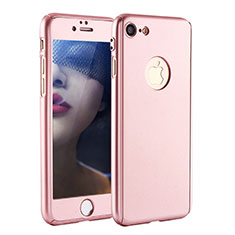 Funda Dura Plastico Rigida Carcasa Mate Frontal y Trasera 360 Grados P01 para Apple iPhone 7 Oro Rosa