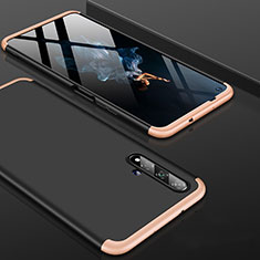 Funda Dura Plastico Rigida Carcasa Mate Frontal y Trasera 360 Grados P01 para Huawei Honor 20 Oro y Negro