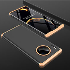 Funda Dura Plastico Rigida Carcasa Mate Frontal y Trasera 360 Grados P01 para Huawei Mate 30 Oro y Negro