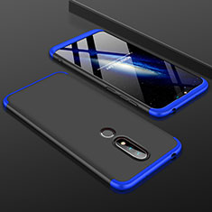 Funda Dura Plastico Rigida Carcasa Mate Frontal y Trasera 360 Grados P01 para Nokia X6 Azul y Negro