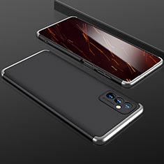 Funda Dura Plastico Rigida Carcasa Mate Frontal y Trasera 360 Grados P01 para Samsung Galaxy M52 5G Plata y Negro