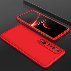 Funda Dura Plastico Rigida Carcasa Mate Frontal y Trasera 360 Grados P01 para Xiaomi Mi 10 Pro Rojo