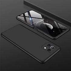 Funda Dura Plastico Rigida Carcasa Mate Frontal y Trasera 360 Grados P01 para Xiaomi Mi 11 5G Negro