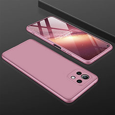 Funda Dura Plastico Rigida Carcasa Mate Frontal y Trasera 360 Grados P01 para Xiaomi Mi 11 Lite 4G Oro Rosa