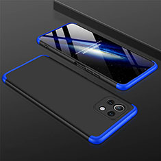Funda Dura Plastico Rigida Carcasa Mate Frontal y Trasera 360 Grados P01 para Xiaomi Mi 11 Lite 5G Azul y Negro