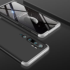 Funda Dura Plastico Rigida Carcasa Mate Frontal y Trasera 360 Grados P01 para Xiaomi Mi Note 10 Plata y Negro