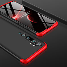 Funda Dura Plastico Rigida Carcasa Mate Frontal y Trasera 360 Grados P01 para Xiaomi Mi Note 10 Pro Rojo y Negro