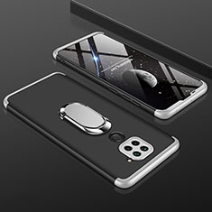 Funda Dura Plastico Rigida Carcasa Mate Frontal y Trasera 360 Grados P01 para Xiaomi Redmi Note 9 Plata y Negro