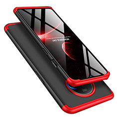 Funda Dura Plastico Rigida Carcasa Mate Frontal y Trasera 360 Grados P02 para OnePlus 7T Rojo y Negro