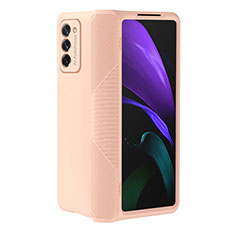 Funda Dura Plastico Rigida Carcasa Mate Frontal y Trasera 360 Grados P05 para Samsung Galaxy Z Fold2 5G Oro Rosa