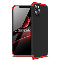 Funda Dura Plastico Rigida Carcasa Mate Frontal y Trasera 360 Grados para Apple iPhone 12 Pro Max Rojo y Negro