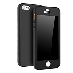 Funda Dura Plastico Rigida Carcasa Mate Frontal y Trasera 360 Grados para Apple iPhone 5 Negro