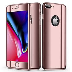 Funda Dura Plastico Rigida Carcasa Mate Frontal y Trasera 360 Grados para Apple iPhone 8 Plus Oro Rosa