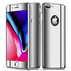 Funda Dura Plastico Rigida Carcasa Mate Frontal y Trasera 360 Grados para Apple iPhone 8 Plus Plata