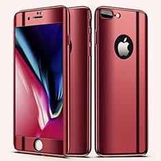 Funda Dura Plastico Rigida Carcasa Mate Frontal y Trasera 360 Grados para Apple iPhone 8 Plus Rojo