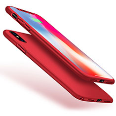 Funda Dura Plastico Rigida Carcasa Mate Frontal y Trasera 360 Grados para Apple iPhone X Rojo