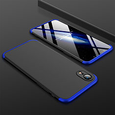 Funda Dura Plastico Rigida Carcasa Mate Frontal y Trasera 360 Grados para Apple iPhone XR Azul y Negro