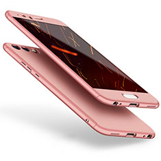 Funda Dura Plastico Rigida Carcasa Mate Frontal y Trasera 360 Grados para Huawei P10 Oro Rosa