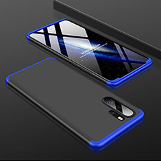 Funda Dura Plastico Rigida Carcasa Mate Frontal y Trasera 360 Grados para Huawei P30 Pro New Edition Azul y Negro