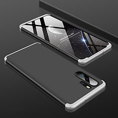 Funda Dura Plastico Rigida Carcasa Mate Frontal y Trasera 360 Grados para Huawei P30 Pro New Edition Plata y Negro