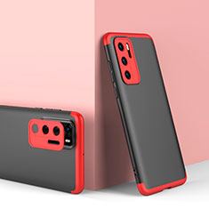 Funda Dura Plastico Rigida Carcasa Mate Frontal y Trasera 360 Grados para Huawei P40 Rojo y Negro