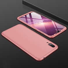 Funda Dura Plastico Rigida Carcasa Mate Frontal y Trasera 360 Grados para Huawei Y7 (2019) Oro Rosa