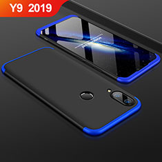 Funda Dura Plastico Rigida Carcasa Mate Frontal y Trasera 360 Grados para Huawei Y9 (2019) Azul y Negro