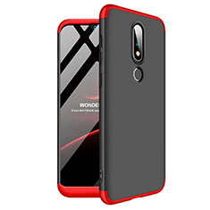 Funda Dura Plastico Rigida Carcasa Mate Frontal y Trasera 360 Grados para Nokia 6.1 Plus Rojo y Negro