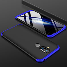 Funda Dura Plastico Rigida Carcasa Mate Frontal y Trasera 360 Grados para Nokia 7.1 Plus Azul y Negro