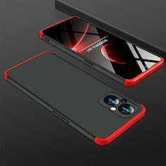 Funda Dura Plastico Rigida Carcasa Mate Frontal y Trasera 360 Grados para OnePlus Nord N20 5G Rojo y Negro