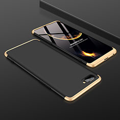 Funda Dura Plastico Rigida Carcasa Mate Frontal y Trasera 360 Grados para Oppo A12e Oro y Negro