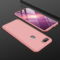 Funda Dura Plastico Rigida Carcasa Mate Frontal y Trasera 360 Grados para Oppo A7 Oro Rosa