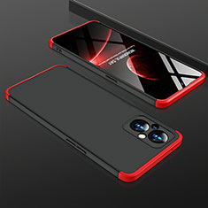 Funda Dura Plastico Rigida Carcasa Mate Frontal y Trasera 360 Grados para Oppo F21s Pro 5G Rojo y Negro