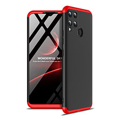 Funda Dura Plastico Rigida Carcasa Mate Frontal y Trasera 360 Grados para Realme C15 Rojo y Negro