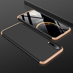 Funda Dura Plastico Rigida Carcasa Mate Frontal y Trasera 360 Grados para Samsung Galaxy A50S Oro y Negro